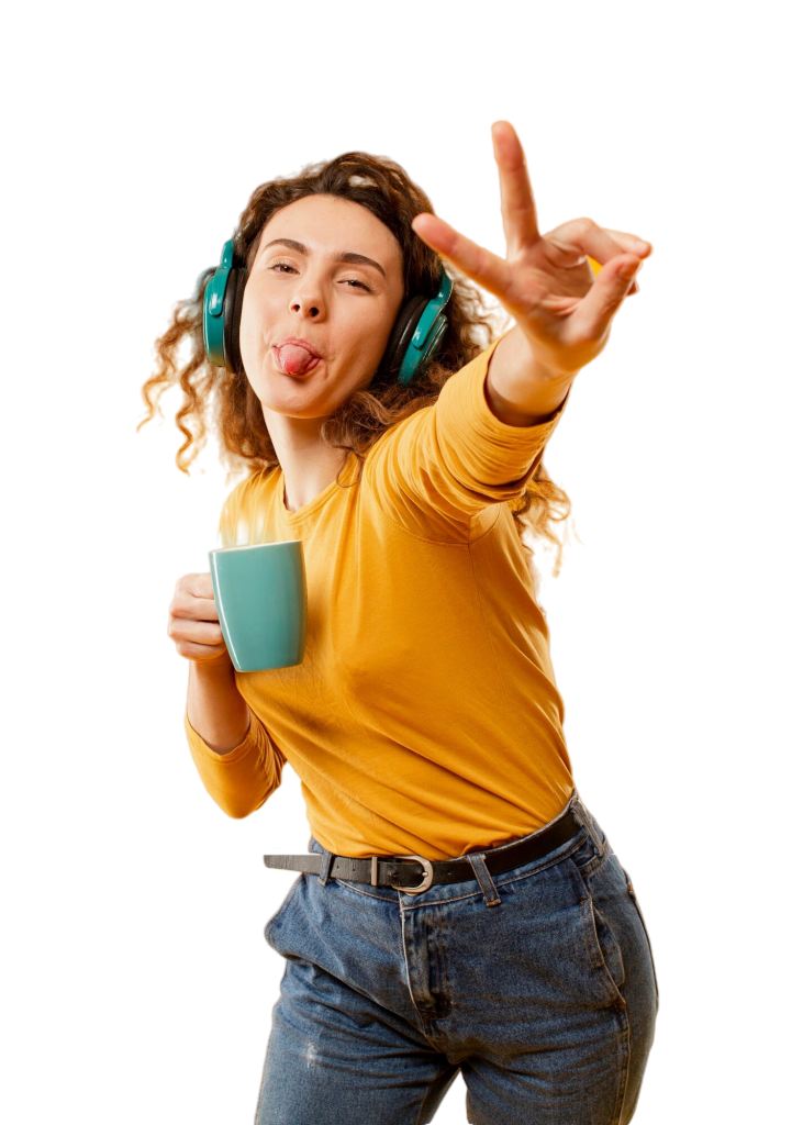 Vista Frontal Mujer Auriculares 731x1024